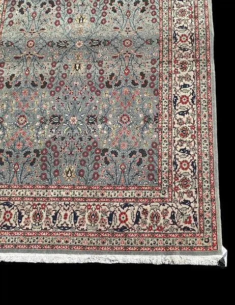 Hand-Knotted Vintage Wool Rug Persian Blue Floral Design 5'6 x 9' I Got Rugs