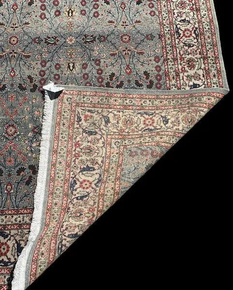 Hand-Knotted Vintage Wool Rug Persian Blue Floral Design 5'6 x 9' I Got Rugs