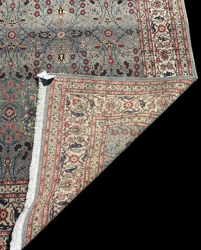 Hand-Knotted Vintage Wool Rug Persian Blue Floral Design 5'6 x 9' I Got Rugs