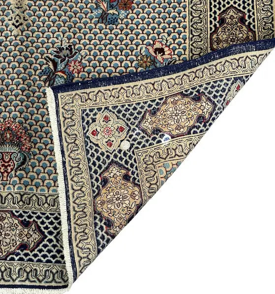 Hand-Knotted Vintage Wool Rug Persian Blue Tabriz Design 4'8 x 6'7 I Got Rugs
