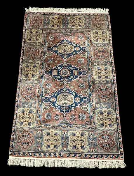 Hand-Knotted Vintage Wool Rug Persian Heriz Design in Multicolor 3'11 x 6'2 I Got Rugs
