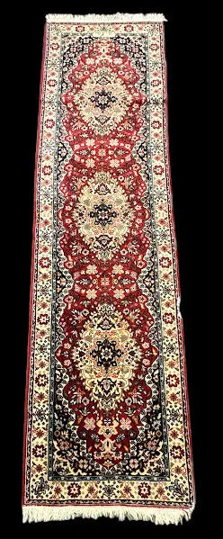Hand-Knotted Vintage Wool Rug Persian Oriental Design Runner 2'7 x 9'7 I Got Rugs