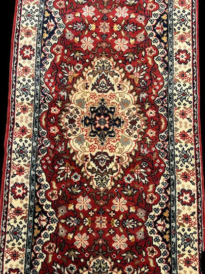 Hand-Knotted Vintage Wool Rug Persian Oriental Design Runner 2'7 x 9'7 I Got Rugs