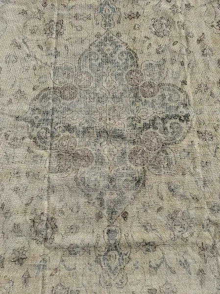 Hand-Knotted Vintage Wool Rug Persian Tabriz Ivory Floral Design 7’8 x 11’9 I Got Rugs