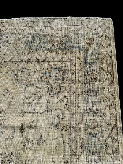 Hand-Knotted Vintage Wool Rug Persian Tabriz Ivory Floral Design 7’8 x 11’9 I Got Rugs