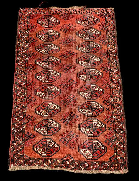 Hand-Knotted Vintage Wool Rug Persian Turkmen Red Oriental Pattern 2'10 x 4'6 I Got Rugs