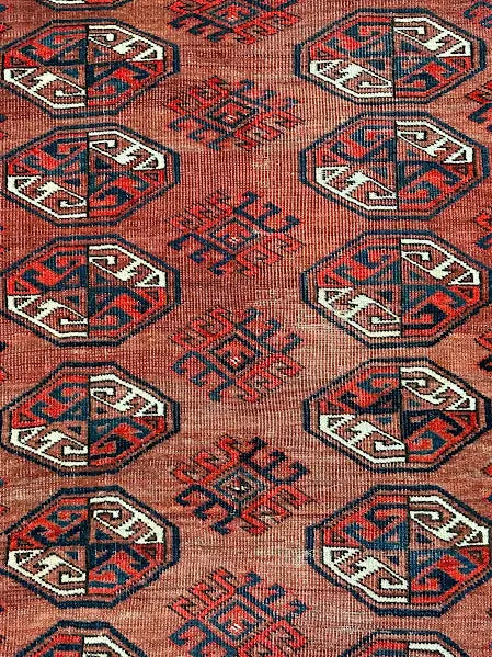 Hand-Knotted Vintage Wool Rug Persian Turkmen Red Oriental Pattern 2'10 x 4'6 I Got Rugs