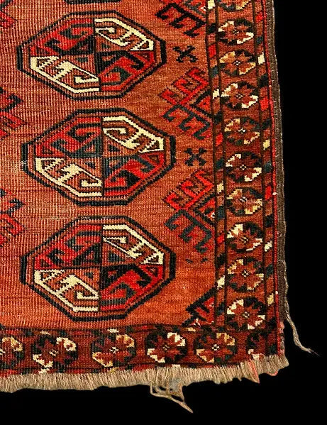 Hand-Knotted Vintage Wool Rug Persian Turkmen Red Oriental Pattern 2'10 x 4'6 I Got Rugs