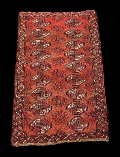 Hand-Knotted Vintage Wool Rug Persian Turkmen Red Oriental Pattern 2'10 x 4'6 I Got Rugs