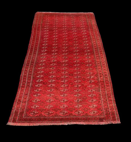Hand-Knotted Vintage Wool Rug Red Pakistani Bokhara Design 7’4 x 13’ I Got Rugs