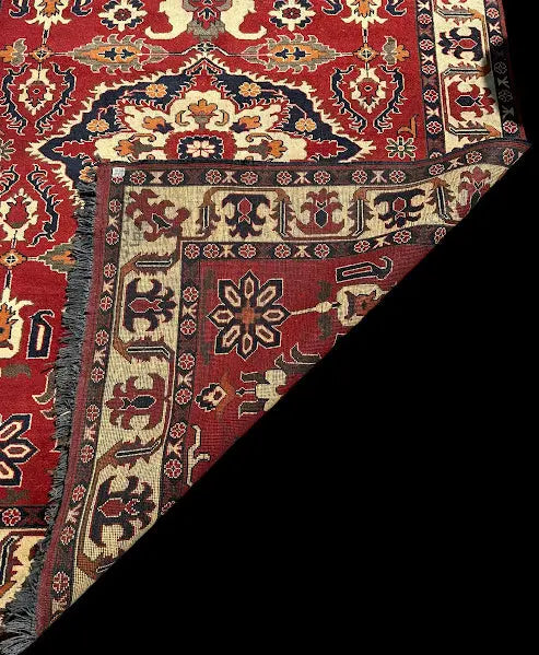 Hand-Knotted Vintage Wool Rug Red Pakistani Kazak Design 5'10 x 7'8 I Got Rugs