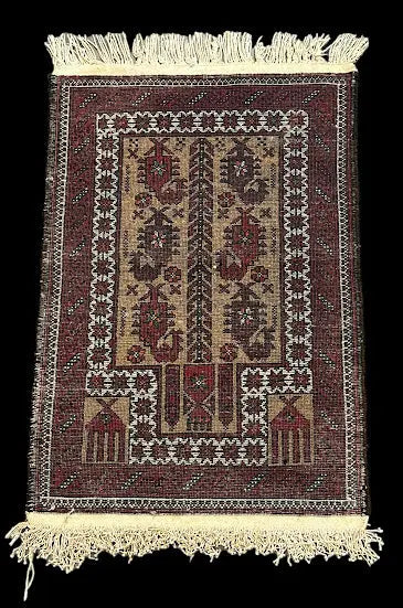 Hand-Knotted Vintage Wool Rug Red Persian Royal Baluch Design 1'9 x 2'9 I Got Rugs