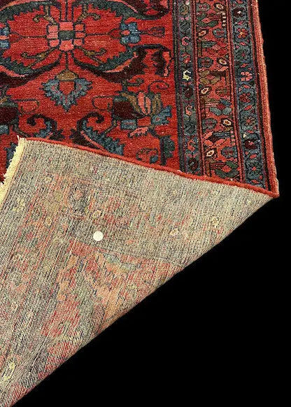 Hand-Knotted Vintage Wool Rug Traditional Red Persian Hamadan Design 3'6 x 9'10 I Got Rugs