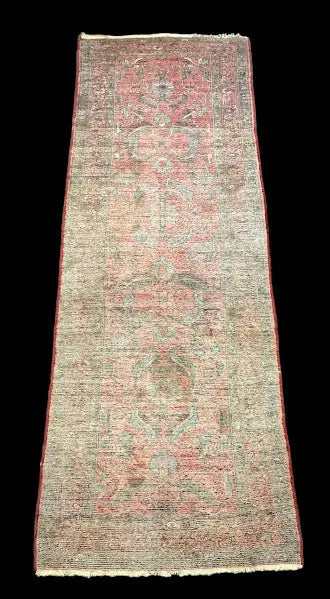 Hand-Knotted Vintage Wool Rug Traditional Red Persian Hamadan Design 3'6 x 9'10 I Got Rugs