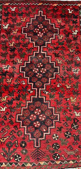 Hand-Knotted Vintage Wool Rug Turkish Anatolian Geometric Design Red 3'8 x 5'3 - I Got Rugs Hand-Knotted Vintage Wool Rug Turkish Anatolian Geometric Design Red 3'8 x 5'3 I Got Rugs Handmade Vintage I Got Rugs  290.00