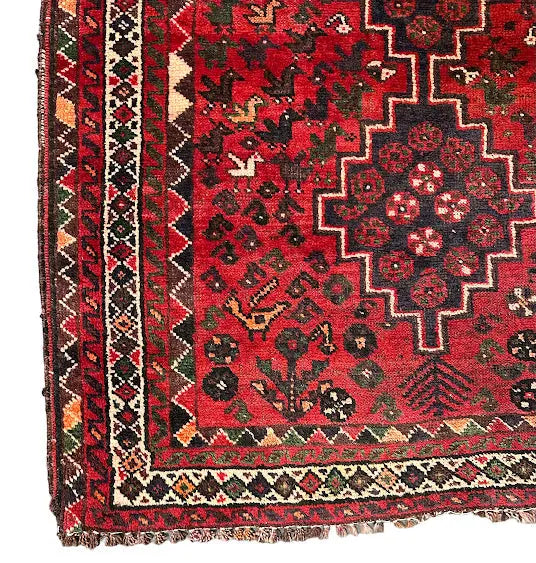 Hand-Knotted Vintage Wool Rug Turkish Anatolian Geometric Design Red 3'8 x 5'3 - I Got Rugs Hand-Knotted Vintage Wool Rug Turkish Anatolian Geometric Design Red 3'8 x 5'3 I Got Rugs Handmade Vintage I Got Rugs  290.00