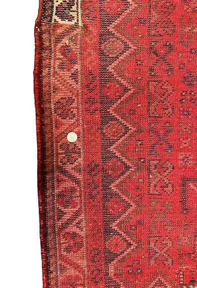 Hand-Knotted Vintage Wool Rug Turkish Anatolian Geometric Design Red 4'1 x 5' - I Got Rugs Hand-Knotted Vintage Wool Rug Turkish Anatolian Geometric Design Red 4'1 x 5' I Got Rugs Handmade Vintage I Got Rugs  490.00