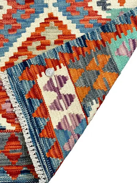Hand-Knotted Vintage Wool Rug Turkish Kilim Multicolor Design 3'4 x 4'11 I Got Rugs