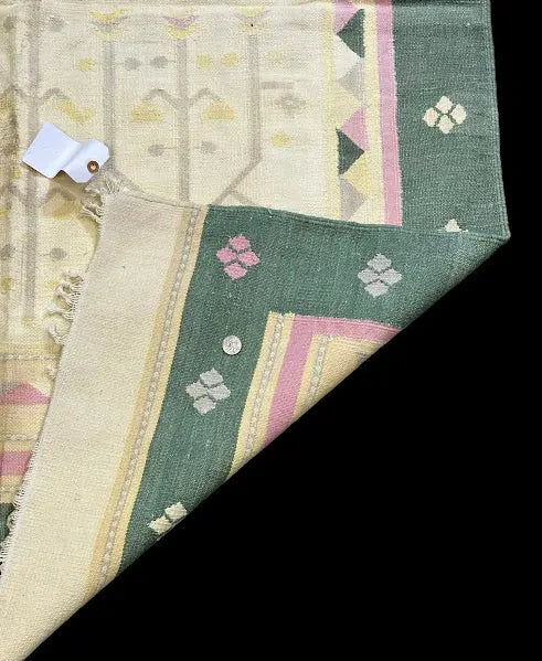 Hand-Knotted Vintage Wool Rug Turkish Kilim Multicolor Tribal Design 4' x 5'11 I Got Rugs