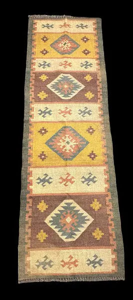 Hand-Knotted Vintage Wool Rug Turkish Kilim Tribal Runner 2'6 x 7'11 I Got Rugs