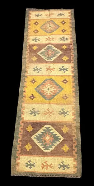Hand-Knotted Vintage Wool Rug Turkish Kilim Tribal Runner 2'6 x 7'11 I Got Rugs