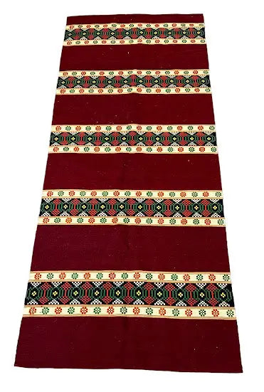 Hand-Knotted Vintage Wool Turkish Kilim Rug Red Geometric Design 2'6 x 6' I Got Rugs
