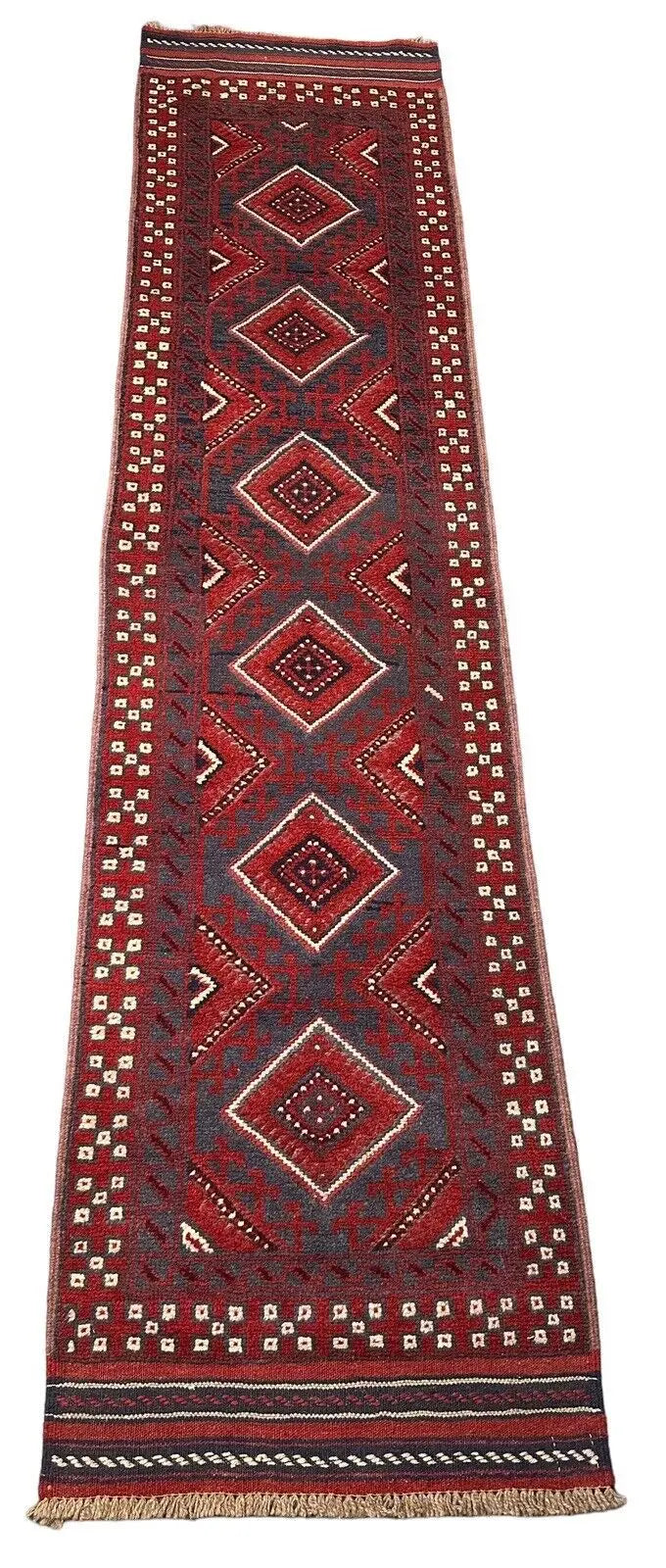 Hand Woven Afghan Mashwani Wool Kilim Kilm Runner Rug 2'1 x 8'7 I Got Rugs