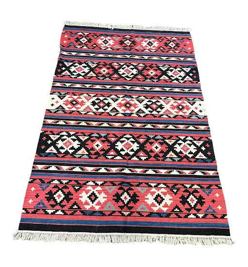 Hand-Woven Antique Wool Shirvan Kilim Tribal Multicolor Design 5'8 x 8'7 I Got Rugs