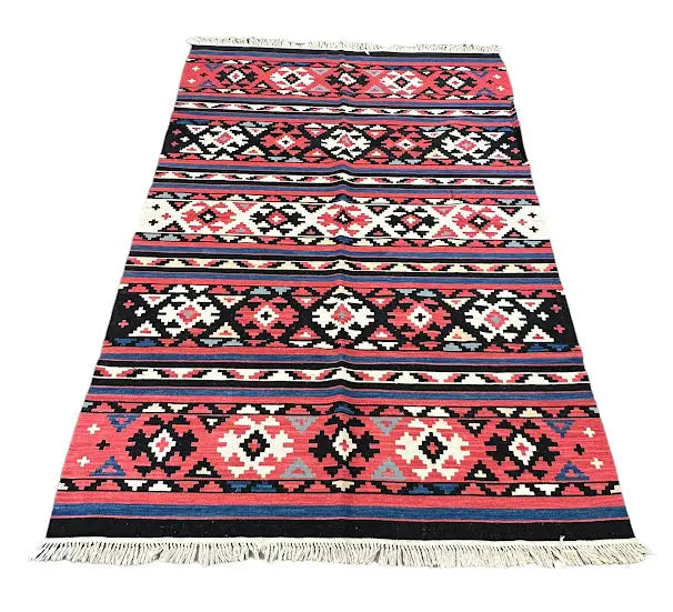 Hand-Woven Antique Wool Shirvan Kilim Tribal Multicolor Design 5'8 x 8'7 I Got Rugs