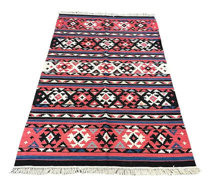 Hand-Woven Antique Wool Shirvan Kilim Tribal Multicolor Design 5'8 x 8'7 I Got Rugs