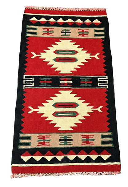 Hand-Woven Vintage Turkish Flatweave Dhurrie 100% Wool Red 2' x 3'8 I Got Rugs