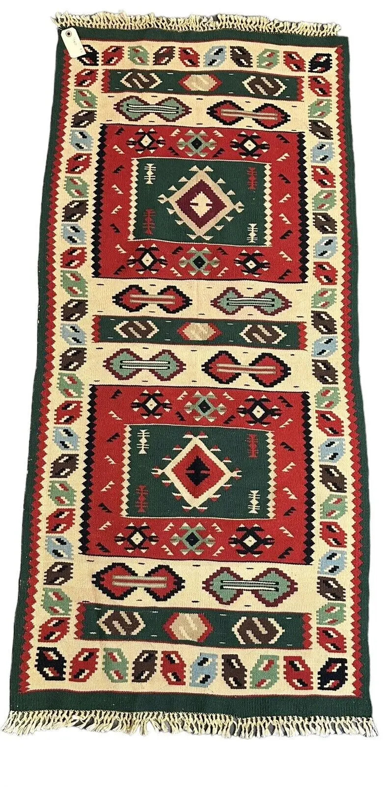 Hand-Woven Vintage Turkish Kilim Rug Geometric Design Multicolor 2'3 x 4'10 I Got Rugs