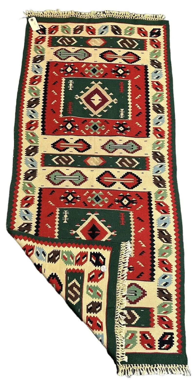 Hand-Woven Vintage Turkish Kilim Rug Geometric Design Multicolor 2'3 x 4'10 I Got Rugs