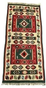 Hand-Woven Vintage Turkish Kilim Rug Geometric Design Multicolor 2'3 x 4'10 I Got Rugs