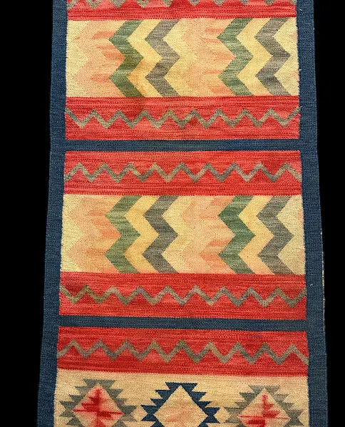 Hand-Woven Vintage Wool Rug Turkish Kilim Tribal Runner Multicolor 2'7 x 9'5 I Got Rugs