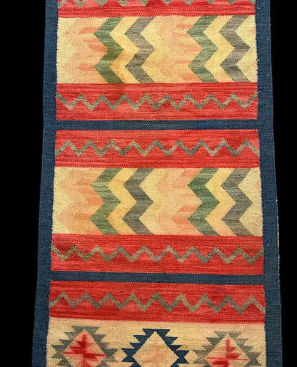 Hand-Woven Vintage Wool Rug Turkish Kilim Tribal Runner Multicolor 2'7 x 9'5 I Got Rugs