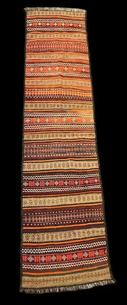 Hand-Woven Vintage Wool Rug Turkish Tribal Pattern in Bold Colors 2'7 x 10'6 I Got Rugs