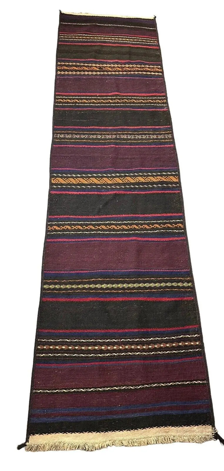 Handmade Afghan Flat Weave Runner Multicolored 2'6 x 9'6 I Got Rugs