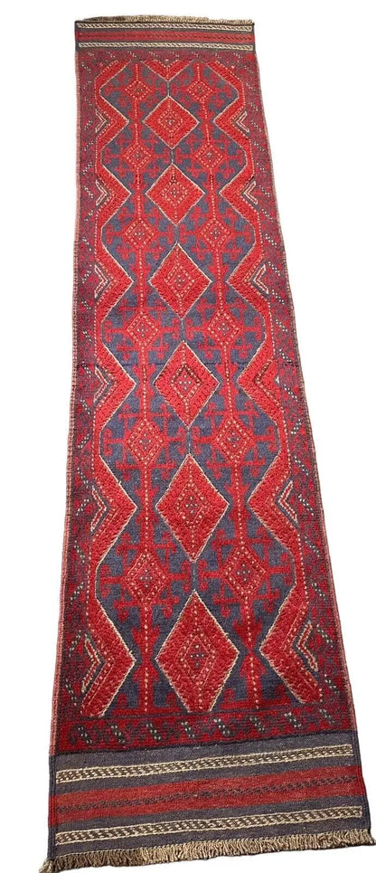 Handmade Afghan Runner Geometric Design 2'1 x 8'8 100% Wool I Got Rugs