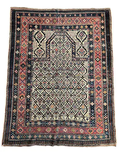 Handmade Antique Shirvan Prayer Rug Pink Wool 3'8 x 4'10 - I Got Rugs Handmade Antique Shirvan Prayer Rug Pink Wool 3'8 x 4'10 I Got Rugs Handmade Vintage I Got Rugs  1500.00