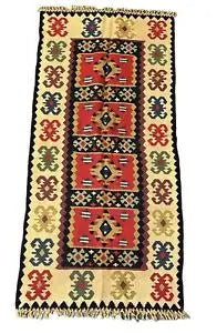 Handmade Vintage 100% Wool Rug Turkish Anatolian Geometric Design 2' x 4'3 I Got Rugs