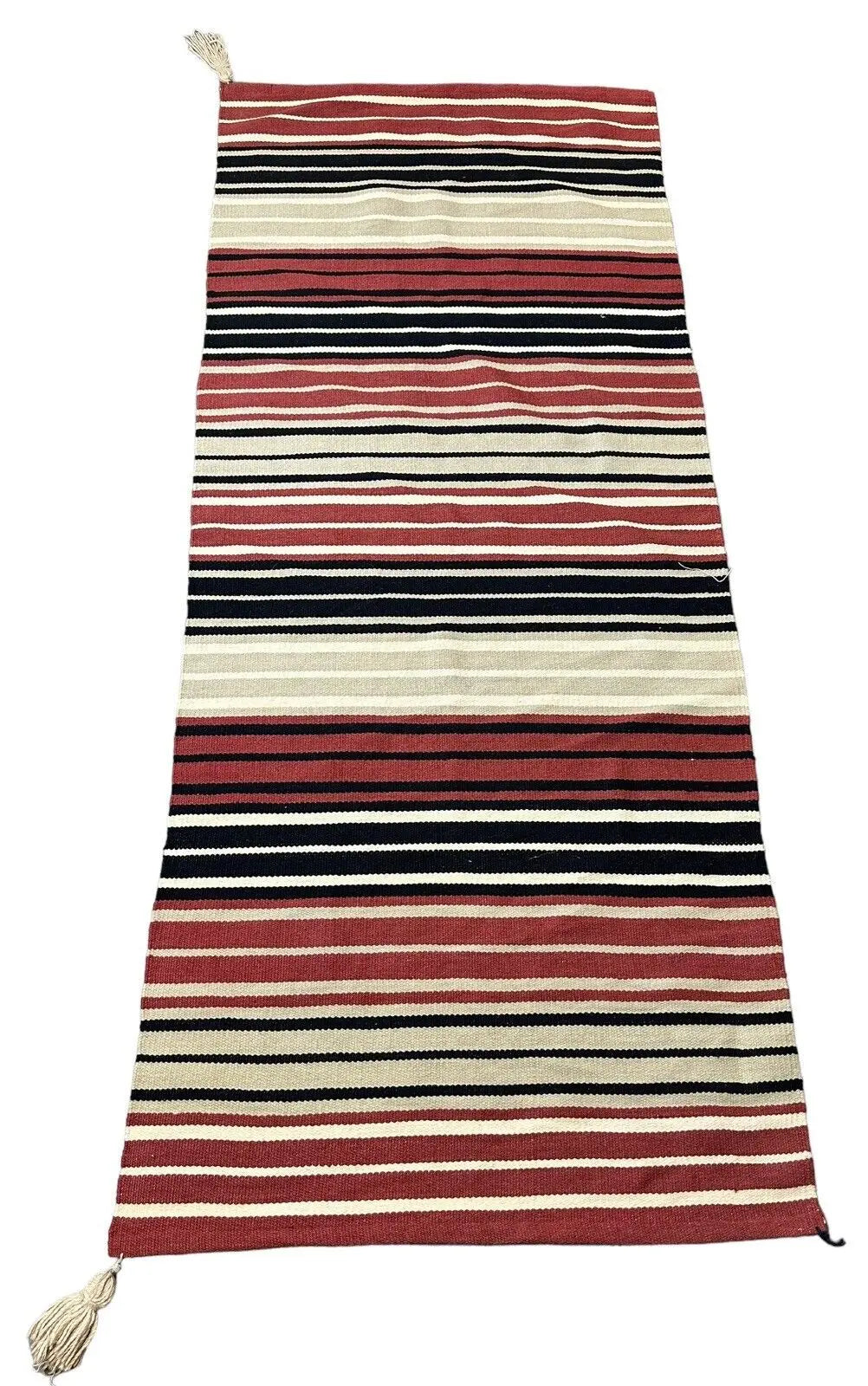 Handmade Vintage 100% Wool Rug Turkish Kilim Striped Design 2'8 x 6'7 I Got Rugs