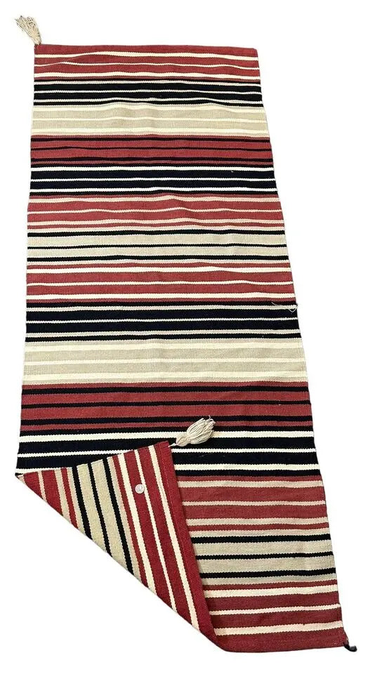 Handmade Vintage 100% Wool Rug Turkish Kilim Striped Design 2'8 x 6'7 I Got Rugs