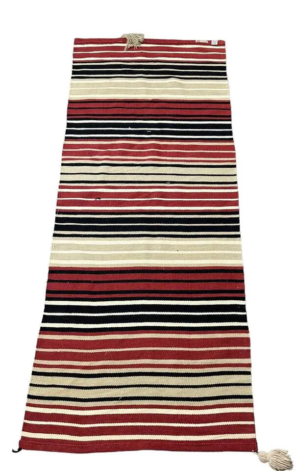 Handmade Vintage 100% Wool Rug Turkish Kilim Striped Design 2'8 x 6'7 I Got Rugs