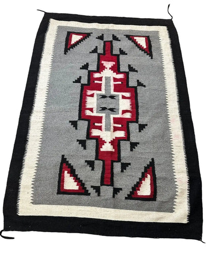 Handmade Vintage 100% Wool Rug Turkish Multicolor Geometric Design 4'7 x 6'7 I Got Rugs