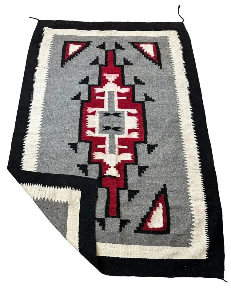 Handmade Vintage 100% Wool Rug Turkish Multicolor Geometric Design 4'7 x 6'7 I Got Rugs