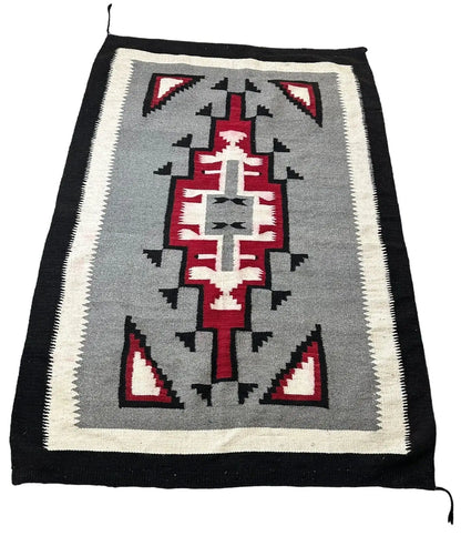 Handmade Vintage 100% Wool Rug Turkish Multicolor Geometric Design 4'7 x 6'7 I Got Rugs