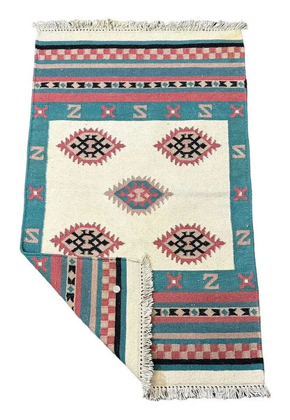 Handmade Vintage 100% Wool Turkish Southwest Design Multicolor 2'6 x 4'2 I Got Rugs