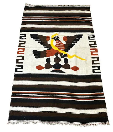 Handmade Vintage Mexican Wool Serape Brown 3'11 x 6'3 I Got Rugs