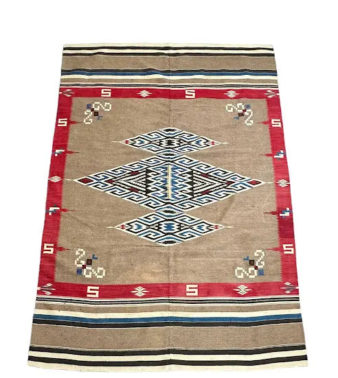 Handmade Vintage Mexican Wool Serape Brown 4'5 x 6'5 - I Got Rugs Handmade Vintage Mexican Wool Serape Brown 4'5 x 6'5 I Got Rugs Handmade Vintage I Got Rugs  540.00